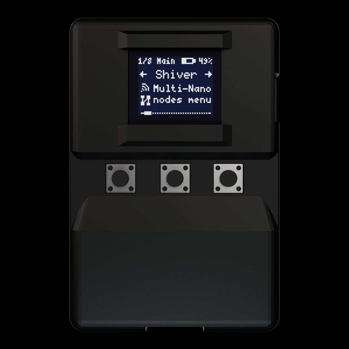 BLEShark Nano, top-down, OLED and three buttons